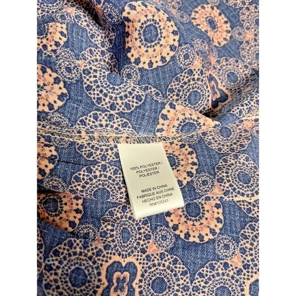 Bobeau Peasant Dress Sz M Coral/Navy Colorblock Boho Tassels - Picture 10 of 11